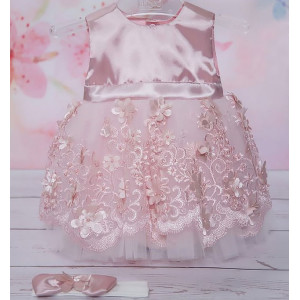 Платье для новорожденных Великолепная роскошь пудра