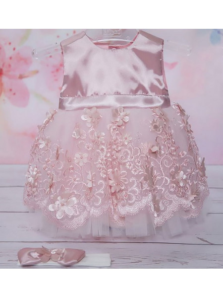Платье для новорожденных Великолепная роскошь пудра