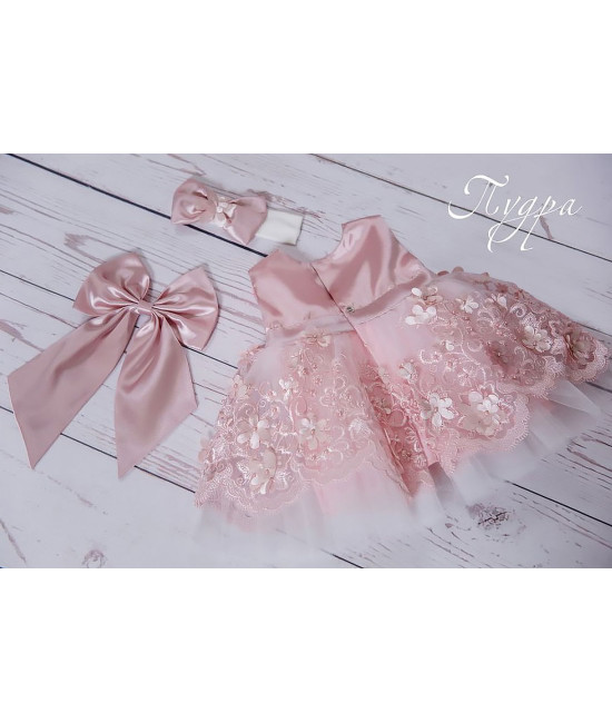 Платье для новорожденных Великолепная роскошь пудра