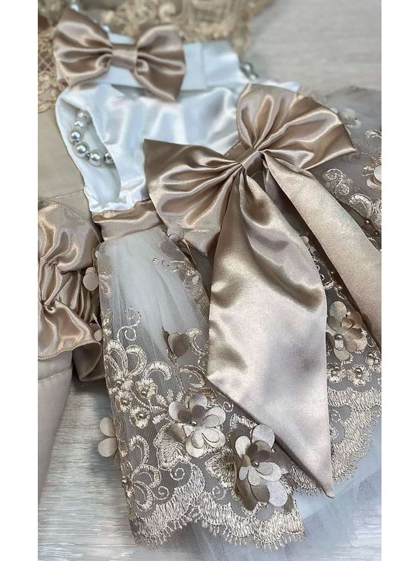 Платье с повязкой Великолепная роскошь молочный-какао