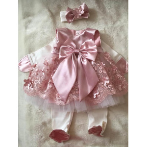 Платье для новорожденных Великолепная роскошь пудра