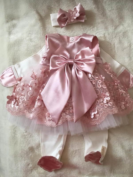 Платье для новорожденных Великолепная роскошь пудра