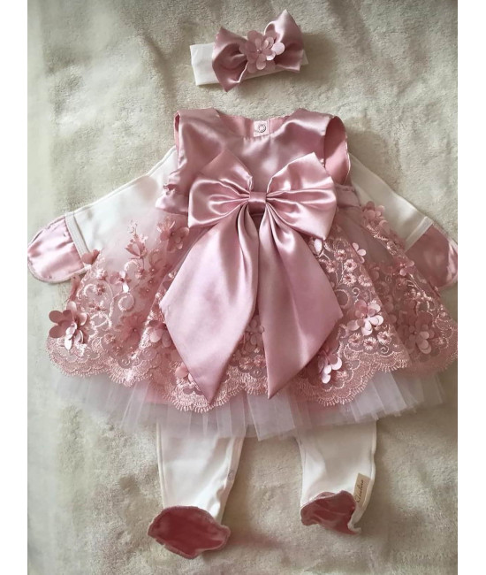 Платье для новорожденных Великолепная роскошь пудра