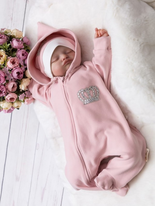 Флисовый комбинезон с шапочкой Вояж пудра