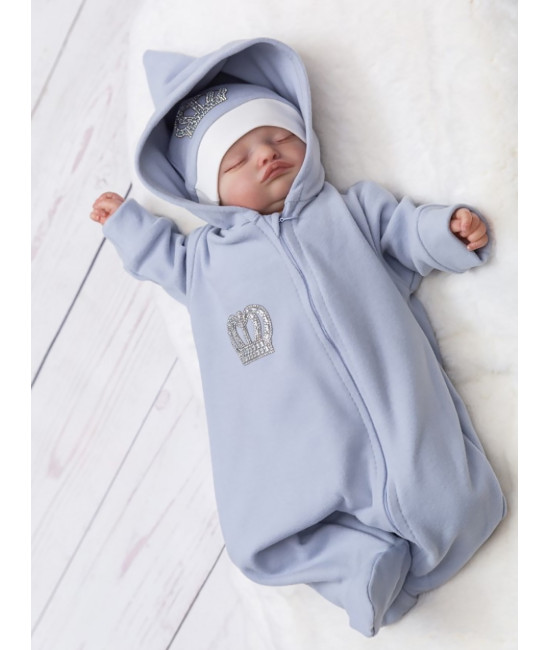 Флисовый комбинезон Вояж серо-голубой