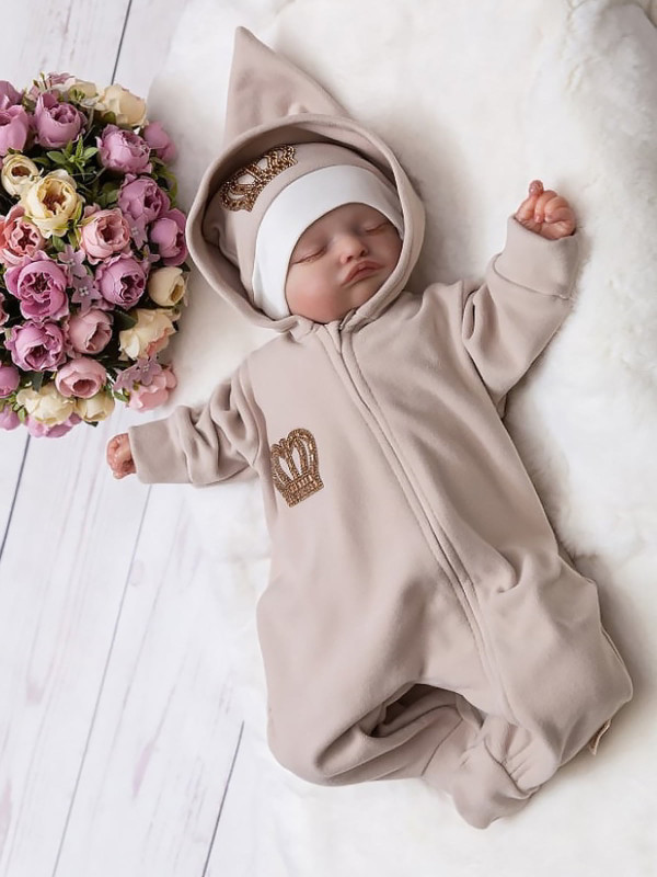 Флисовый комбинезон с шапочкой Вояж крем-брюле