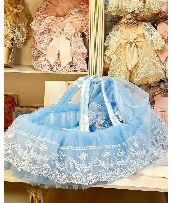 Люлька-переноска для новорожденного Азалия голубая