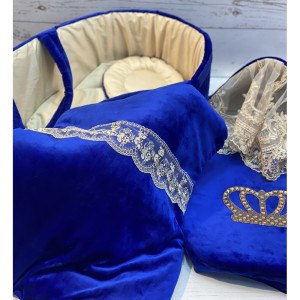 Люлька-переноска Корона ярко-синяя золото