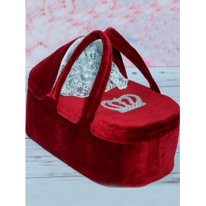 Люлька-переноска Корона бордовая-серебро