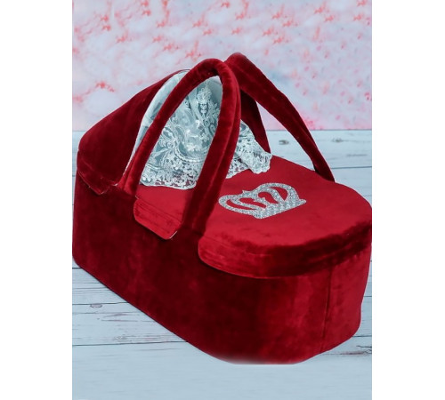 Люлька-переноска Корона бордовая-серебро