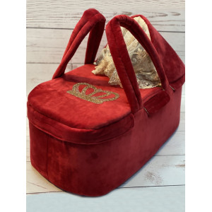 Люлька-переноска Корона бордовая-золото