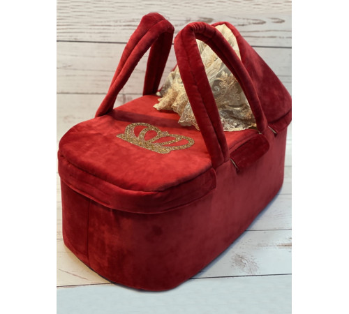 Люлька-переноска Корона бордовая-золото