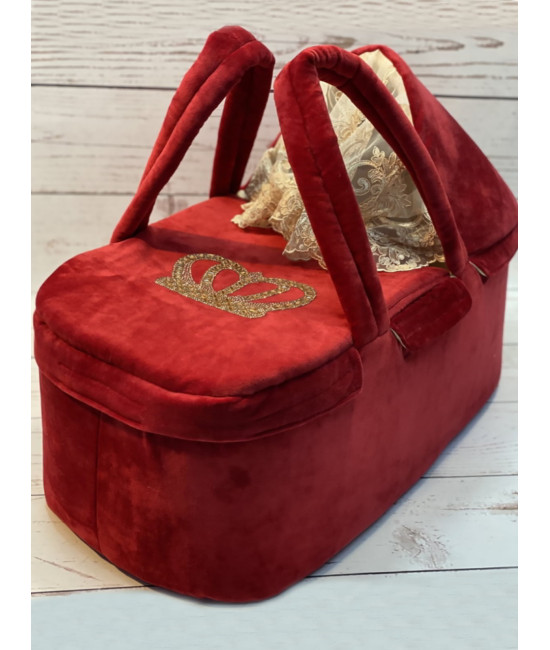 Люлька-переноска Корона бордовая-золото