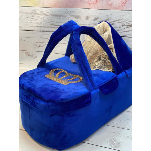 Люлька-переноска Корона ярко-синяя золото