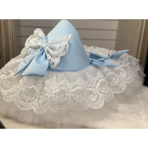 Люлька-переноска для новорожденного Буше молочная-голубой