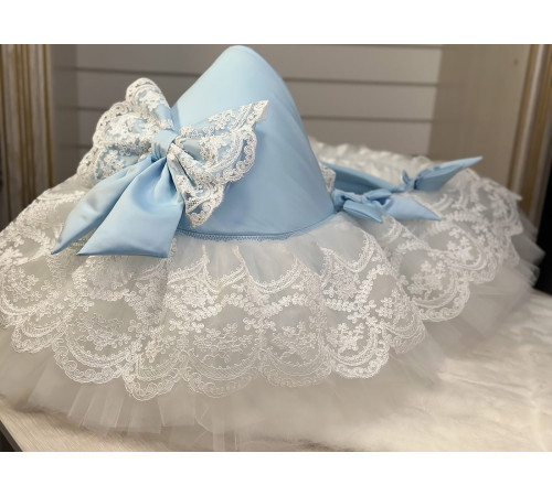 Люлька-переноска для новорожденного Буше молочная-голубой