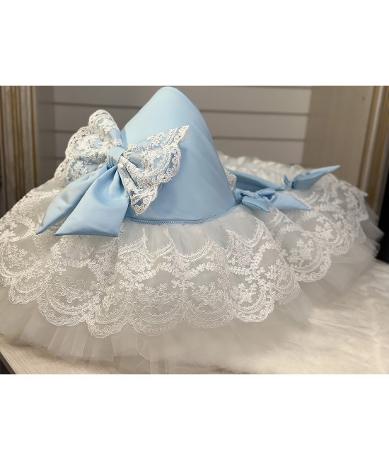 Люлька-переноска для новорожденного Буше молочная-голубой