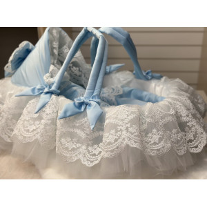 Люлька-переноска для новорожденного Буше молочная-голубой