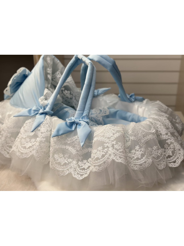 Люлька-переноска Буше тафта молочная-голубой