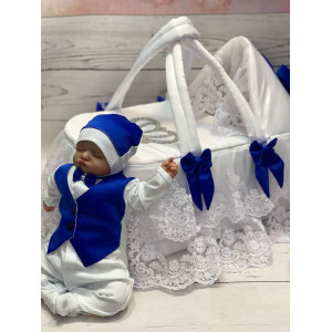 Люлька-переноска Королевская 2 белая-синий