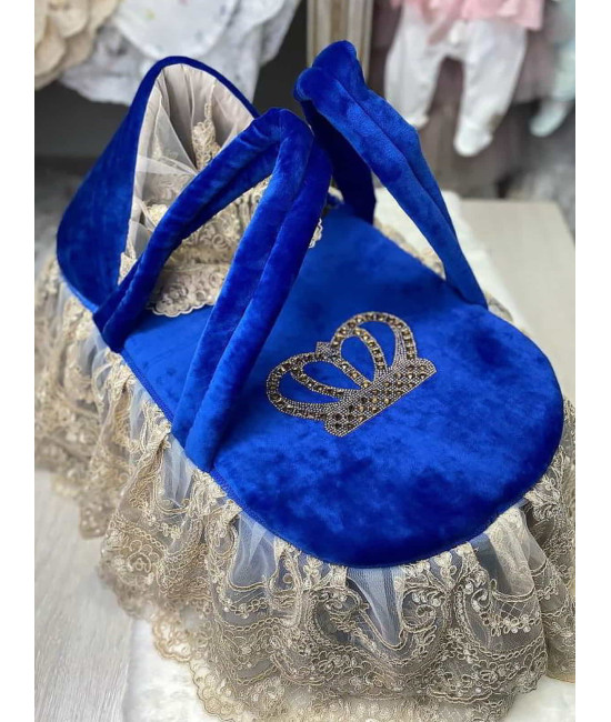 Люлька-переноска Королевская бархат синяя