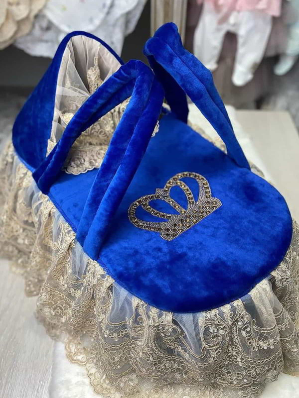 Люлька-переноска Королевская бархат синяя