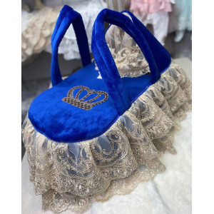 Люлька-переноска Королевская бархат синяя