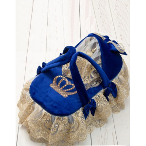 Люлька-переноска Королевская 2 бархат синяя