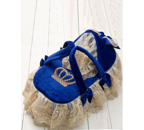 Люлька-переноска Королевская 2 бархат синяя