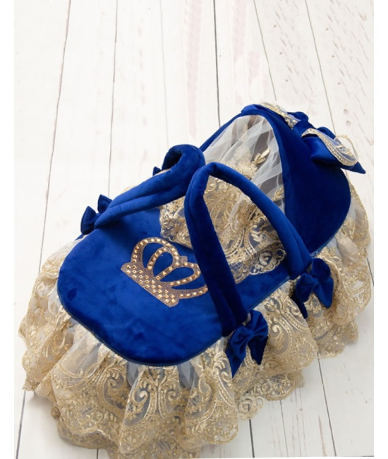 Люлька-переноска Королевская 2 бархат синяя