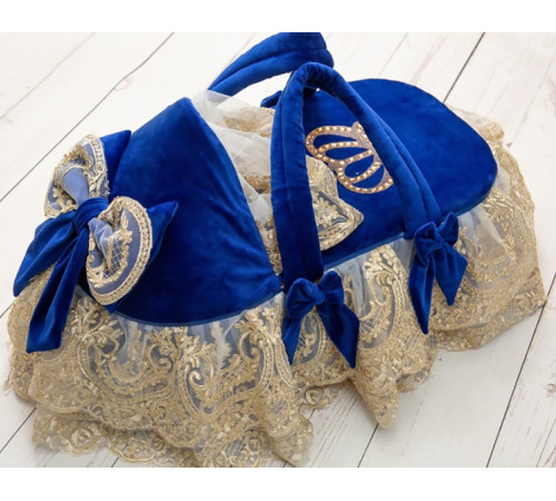 Люлька-переноска Королевская 2 бархат синяя