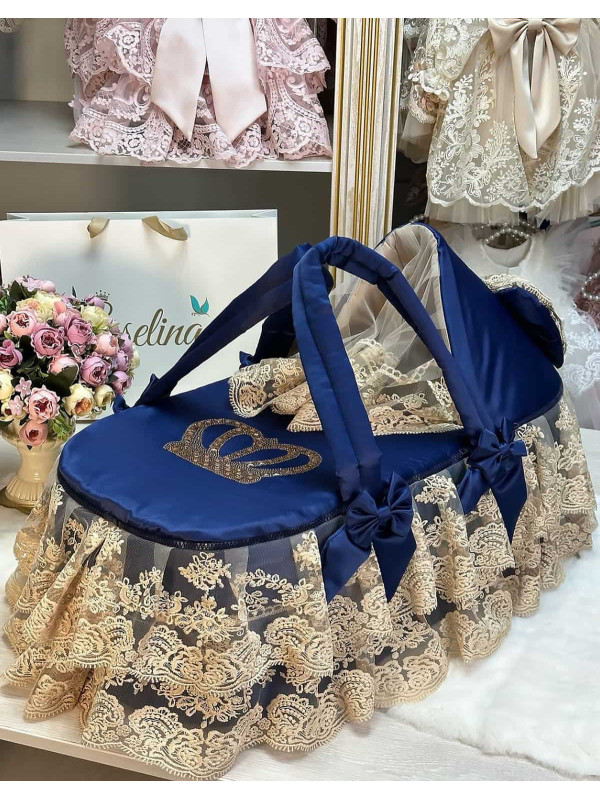 Люлька-переноска Королевская 2 тафта синяя