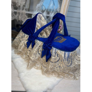 Люлька-переноска Королевская 2 бархат синяя