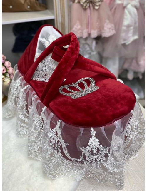 Люлька-переноска Королевская бархат бордовая