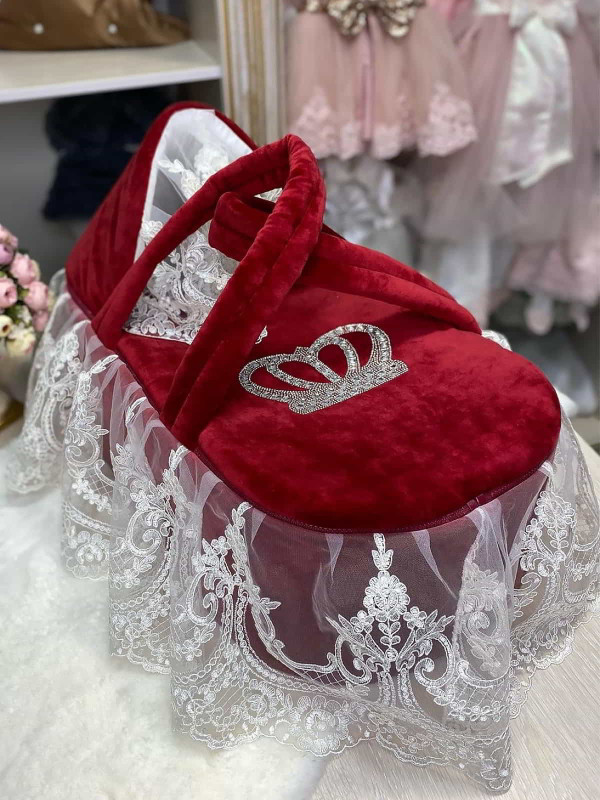 Люлька-переноска Королевская велюр бордовая