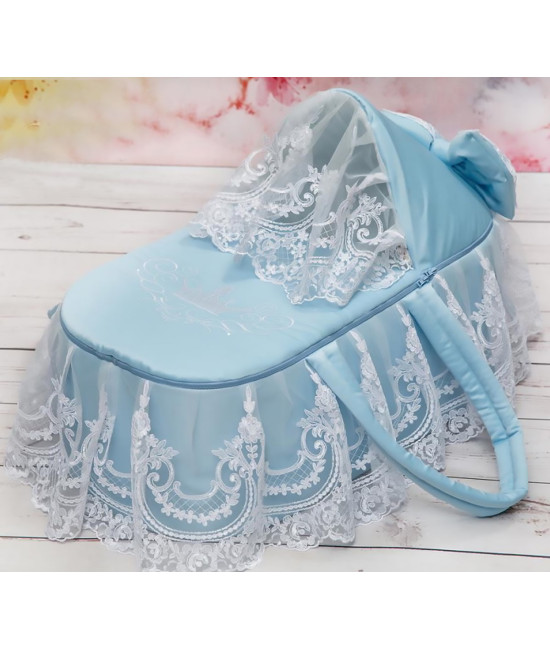 Люлька-переноска Великолепный век тафта голубая