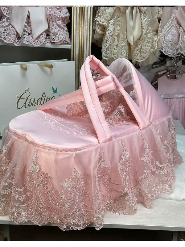 Люлька-переноска Великолепный век тафта розовая пудра