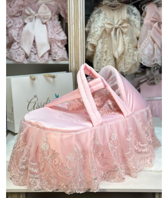 Люлька-переноска Великолепный век тафта розовая пудра