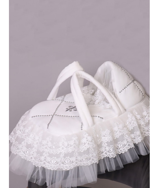 Люлька-переноска для новорожденного Лилия бархат молочная