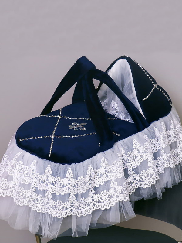 Люлька-переноска Лилия велюр синий