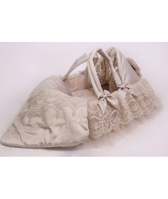 Люлька-переноска для новорожденного Лилия бархат какао