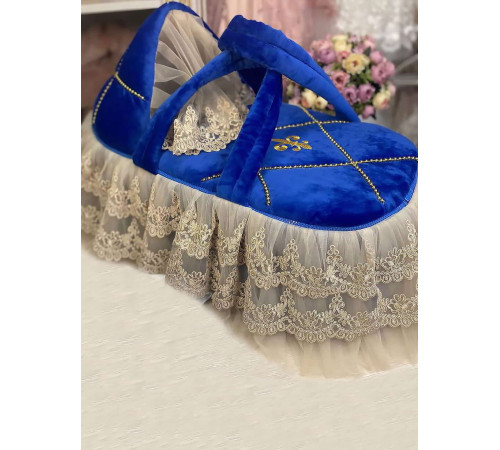 Люлька-переноска для новорожденного Лилия бархат яркий-синий