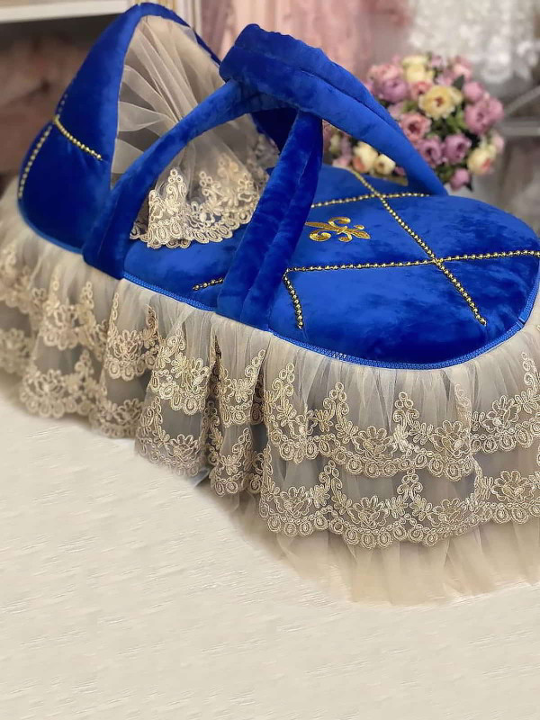 Люлька-переноска Лилия велюр яркий-синий