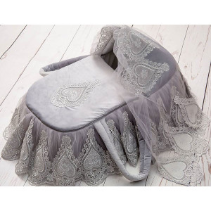 Люлька-переноска для новорожденного Маркиза бархат серая