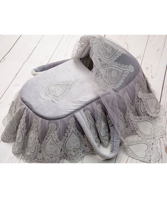 Люлька-переноска для новорожденного Маркиза бархат серая