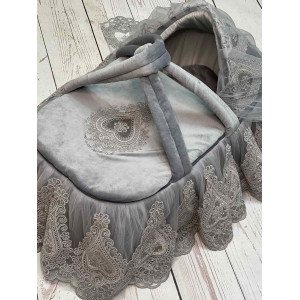 Люлька-переноска для новорожденного Маркиза бархат серая