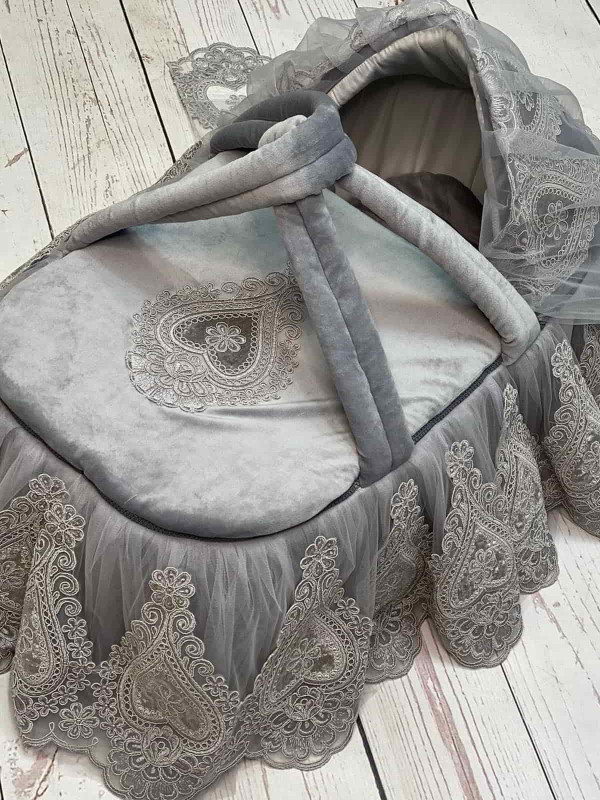 Люлька-переноска Маркиза велюр серая