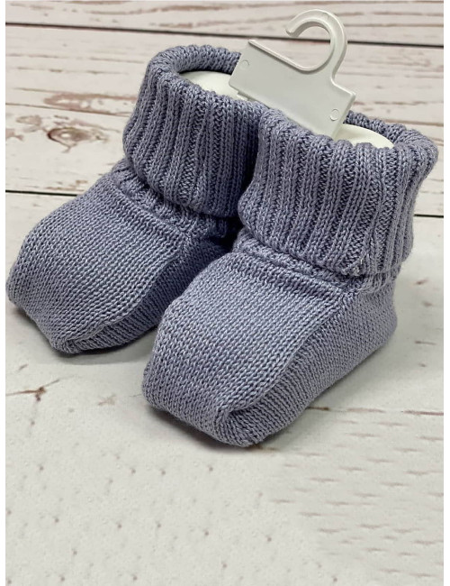Вязаные хлопковые пинетки для новорождённого Asselina «Топы» серые