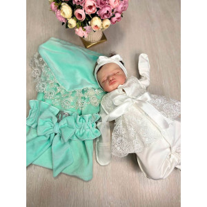 Летний комплект на выписку Королевский-Кокетка тиффани