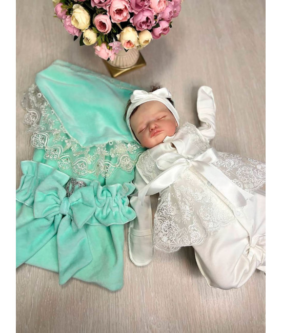 Летний комплект на выписку Королевский-Кокетка тиффани